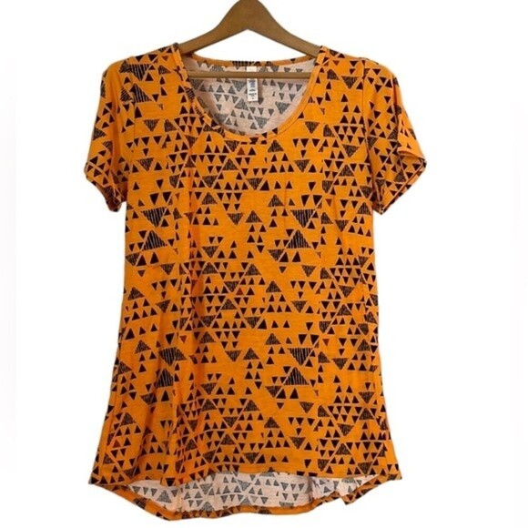 NWOT LulaRoe Shirt SZ S Orange With Triangles Short Sleeve Halloween - Picture 1 of 8